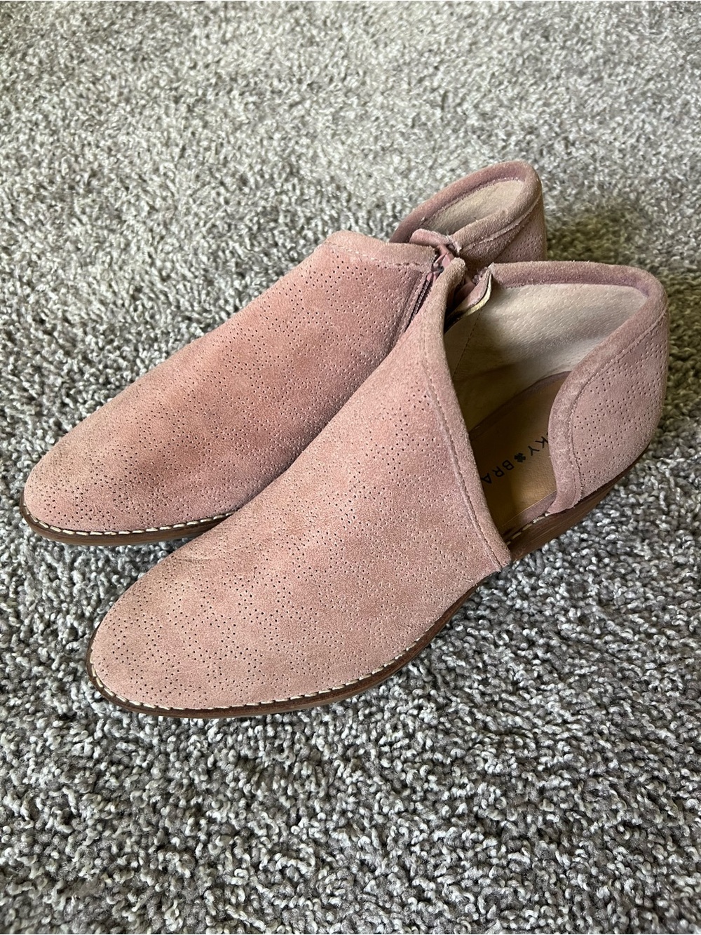 Lucky Brand Women's Dusty Pink Suede Slip-On Ankle Booties